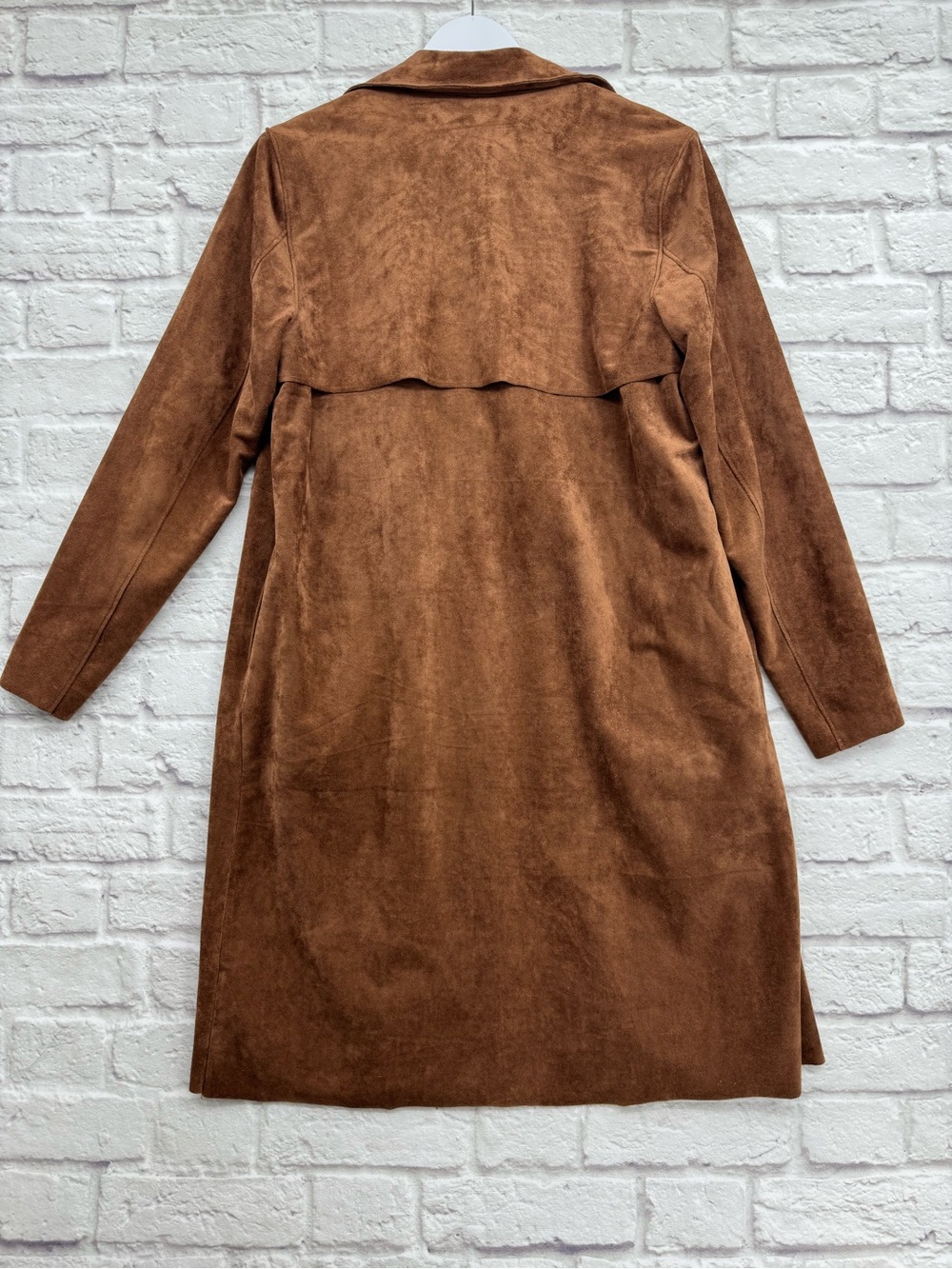 Blank NYC Faux Suede Duster Coat Size S Brown Western Boho BELT MISSING - Picture 11 of 15